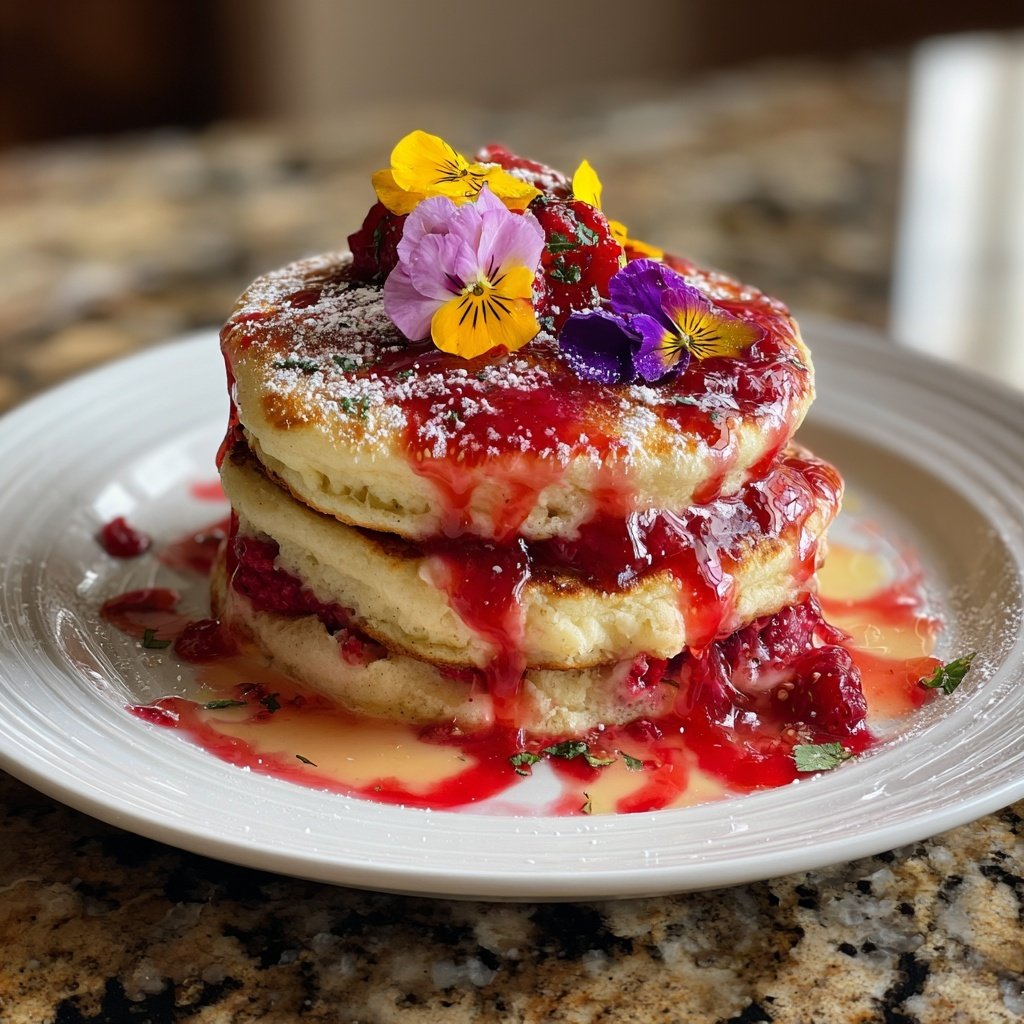 Bottomless Strawberry Pancake Stack