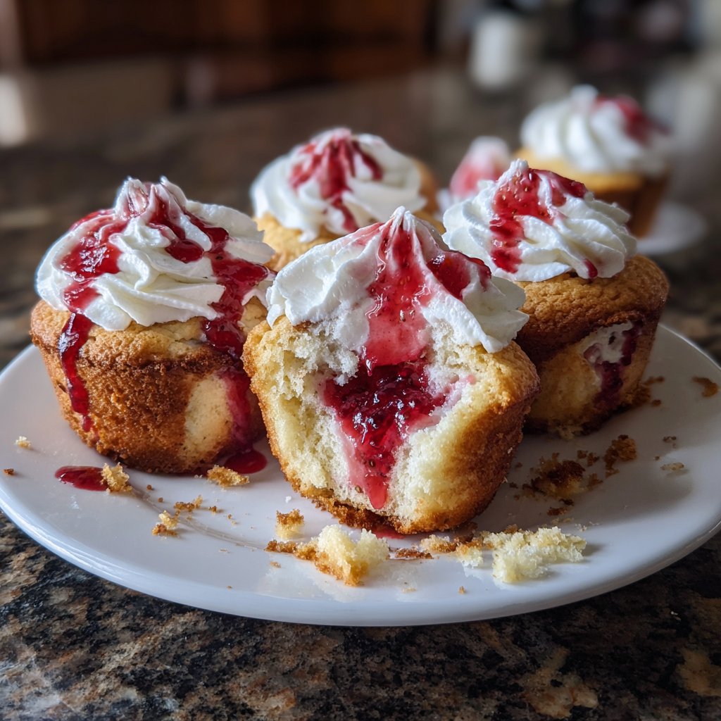 Sweet Stuffed Strawberry Cupcakes