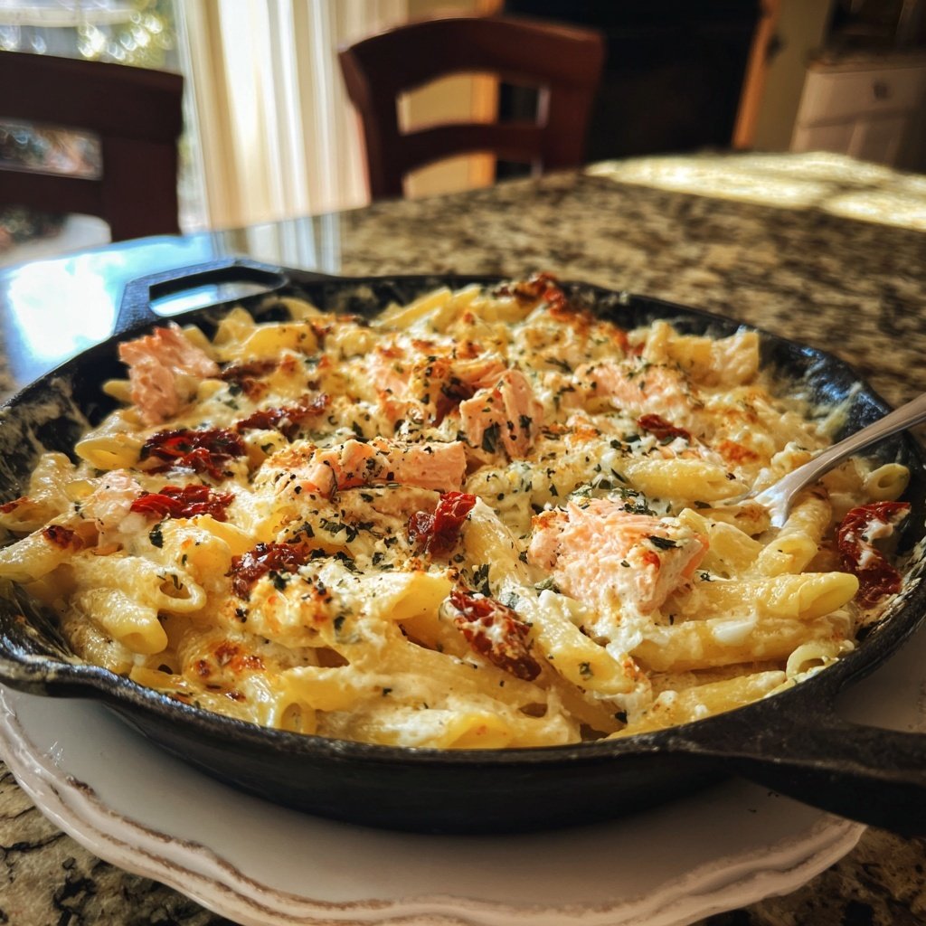 Baked Feta Salmon Pasta